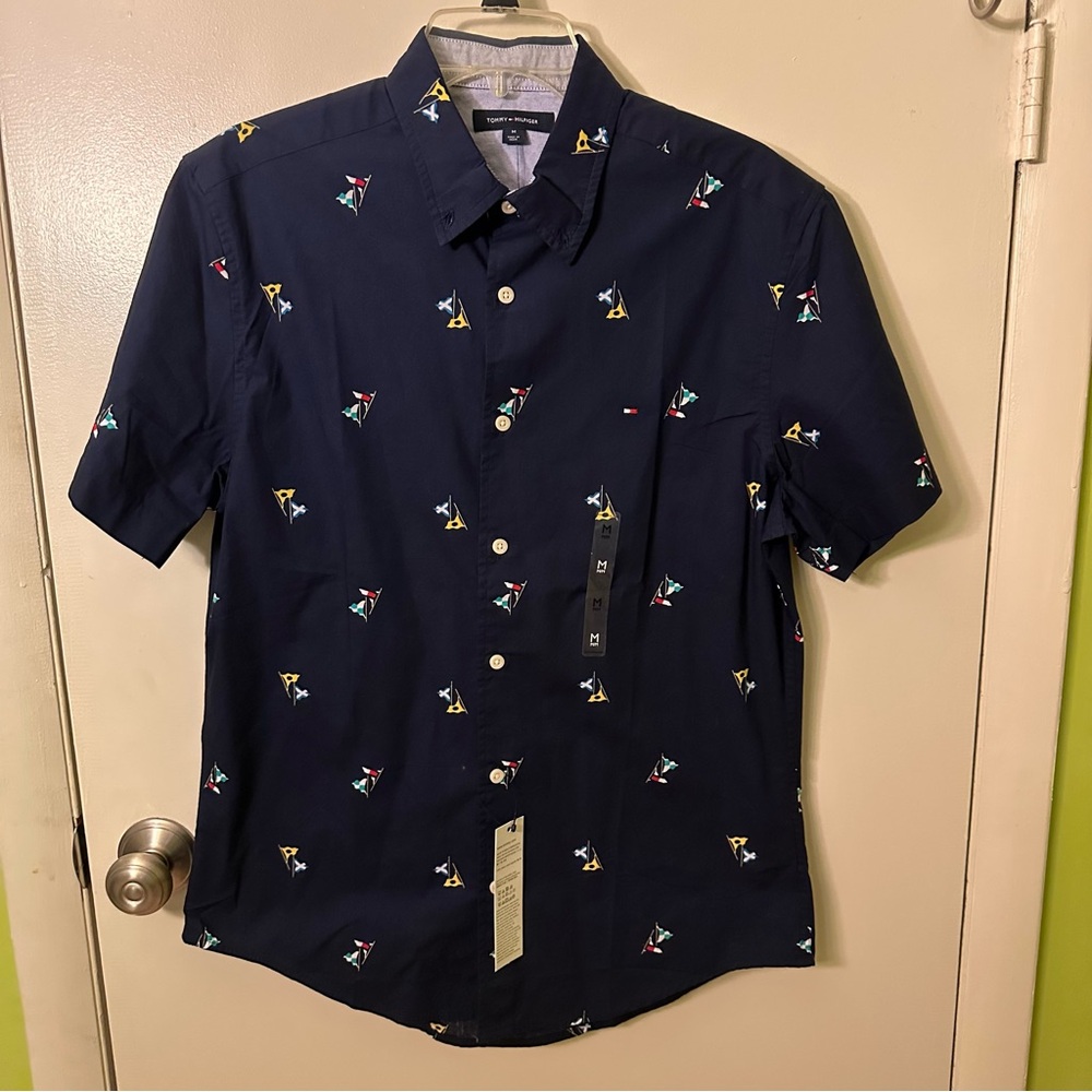 NWT - Tommy Hilfiger Dark Blue Shirt with Colorful Print